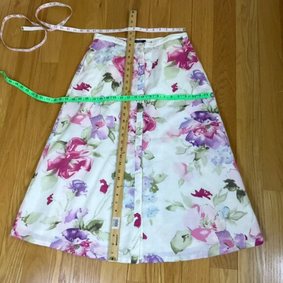 Chaps Linen Skirt Maxi Floral Buttonfront (4) - Picture 6 of 6